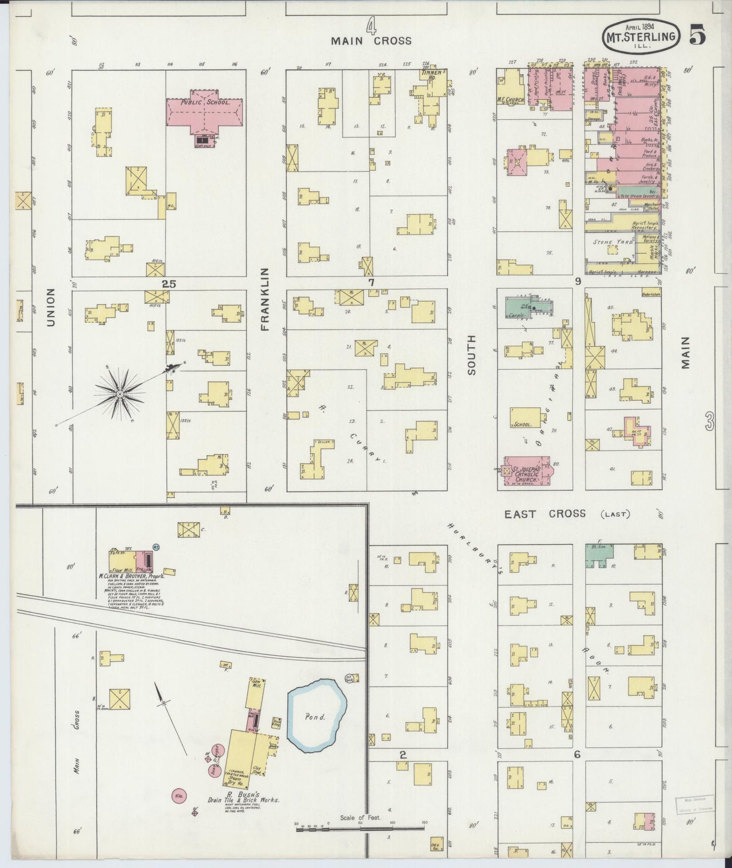 Sanborn Fire Insurance Map from Mount Sterling, Brown County, Illinois (1894), Sheet #0005 - Complete Map Set gallery image, historic Sanborn map, vintage wall art, Illinois Illinois
