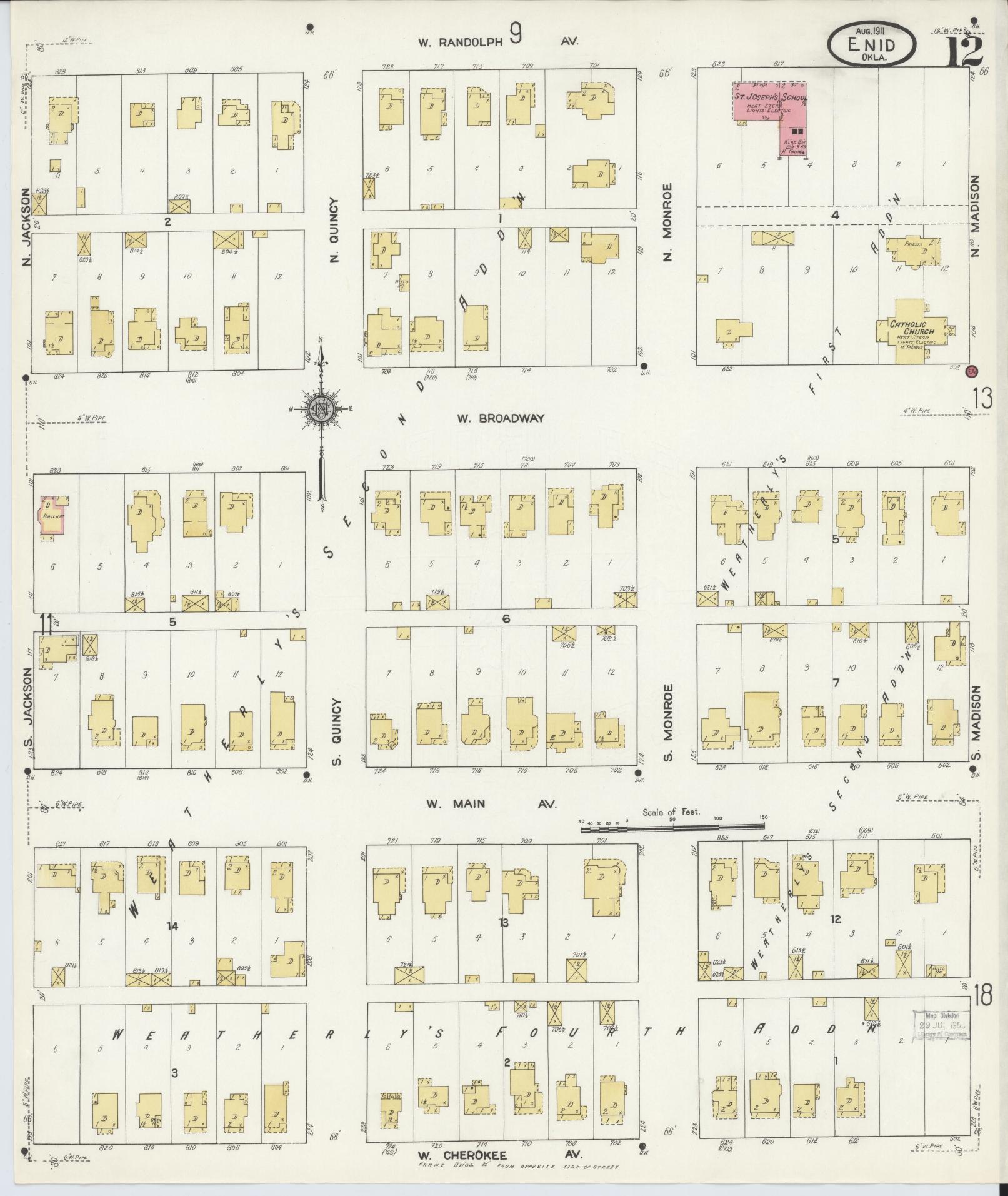 Sanborn Fire Insurance Map from Enid, Garfield County, Oklahoma (1911), Sheet #0012 - Complete Map Set gallery image, historic Sanborn map, vintage wall art, Oklahoma Oklahoma