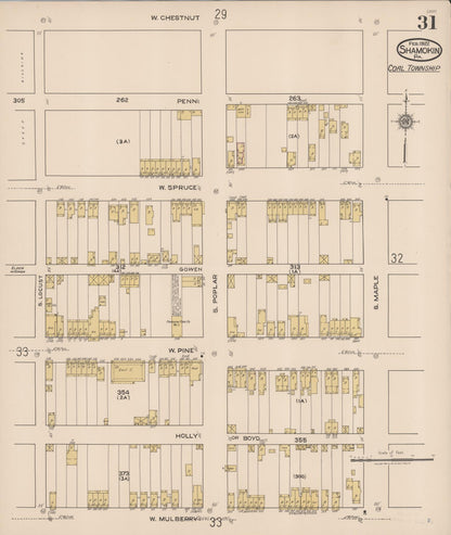 Sanborn Fire Insurance Map from Shamokin, Northumberland County, Pennsylvania (1922), Sheet #0031 - Complete Map Set gallery image, historic Sanborn map, vintage wall art, Pennsylvania Pennsylvania