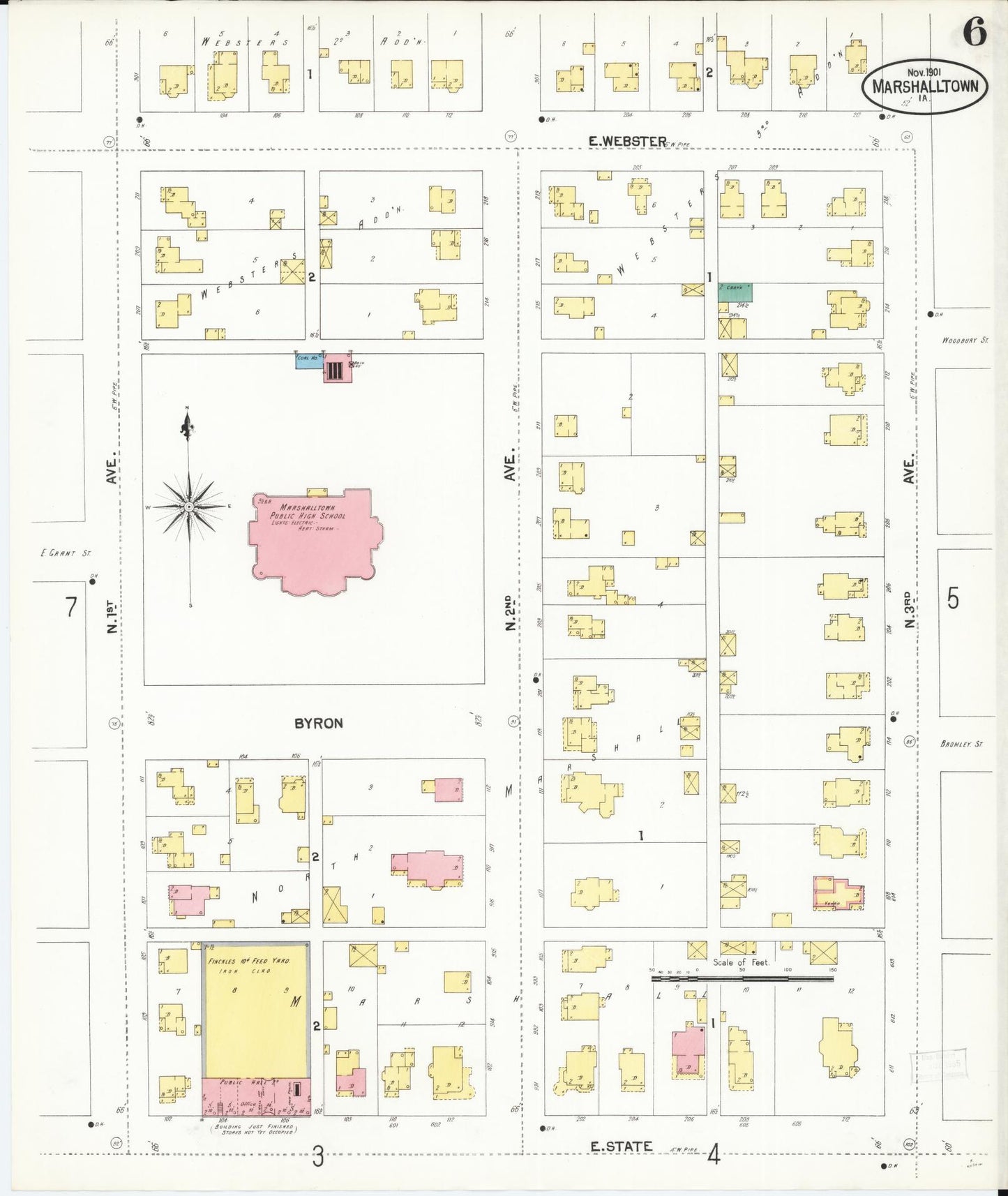 Sanborn Fire Insurance Map from Marshalltown, Marshall County, Iowa (1901), Sheet #0006 - Historic Sanborn Fire Insurance Map Print