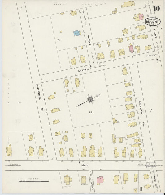 Sanborn Fire Insurance Map from Brockport, Monroe County, New York (1914), Sheet #0010 - Historic Sanborn Fire Insurance Map Print, vintage old map wall art, antique decor, genealogy gift, New York New York map