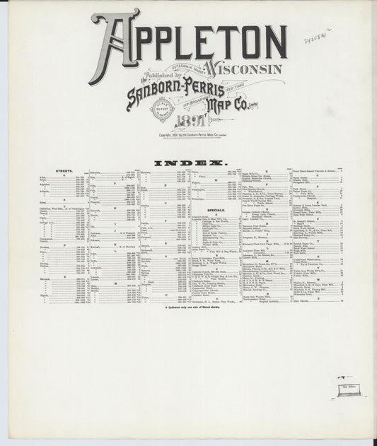Appleton, Outagamie County, Wisconsin (1891) – Sanborn Fire Insurance Map – Map View