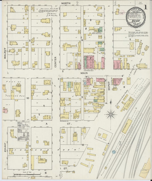 Sanborn Fire Insurance Map from Buda, Bureau County, Illinois (1894), Sheet #0001 - Historic Sanborn Fire Insurance Map Print, vintage old map wall art, antique decor, genealogy gift, Illinois Illinois map