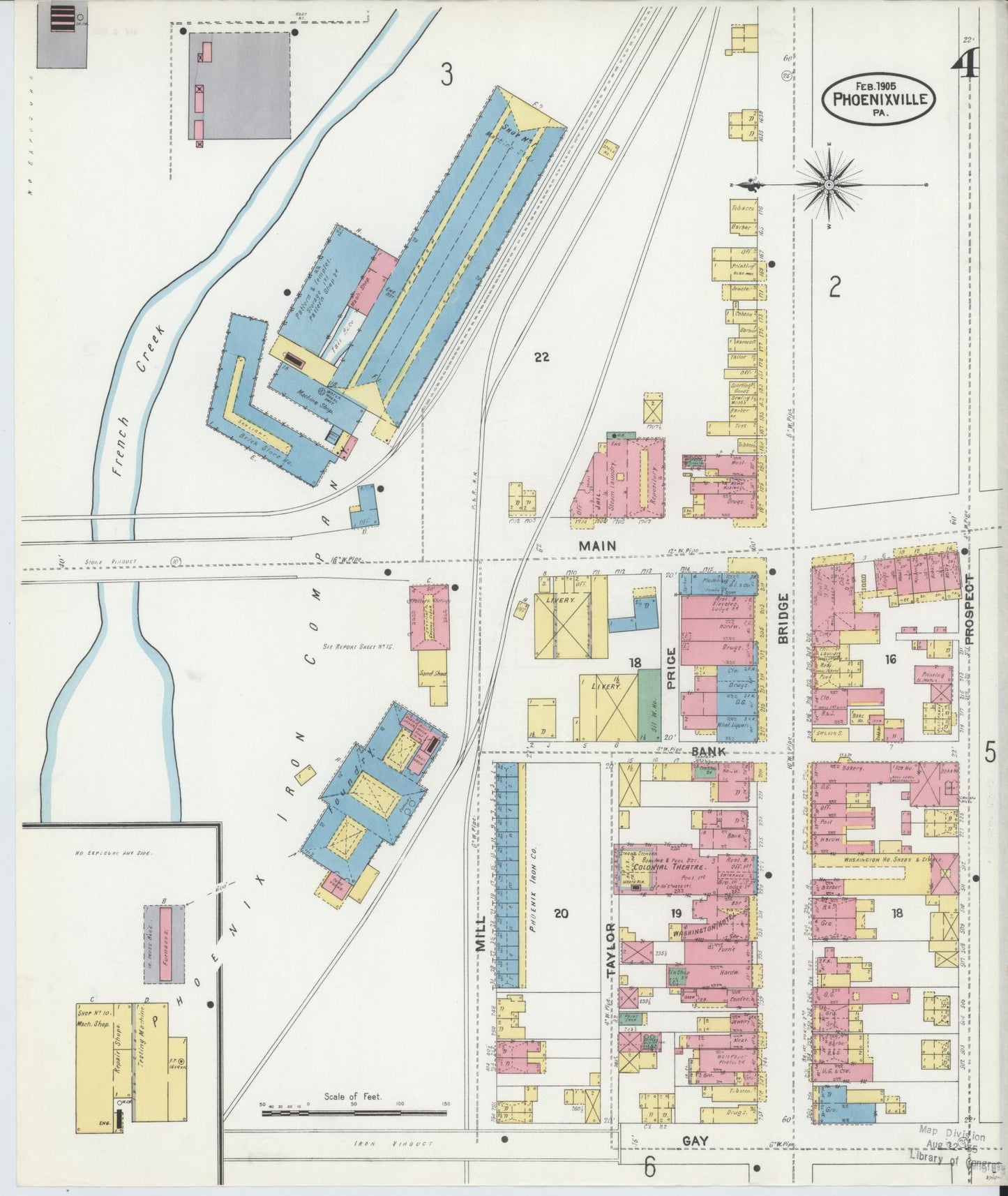 Sanborn Fire Insurance Map from Phoenixville, Chester County, Pennsylvania (1906), Sheet #0004 - Complete Map Set gallery image, historic Sanborn map, vintage wall art, Pennsylvania Pennsylvania