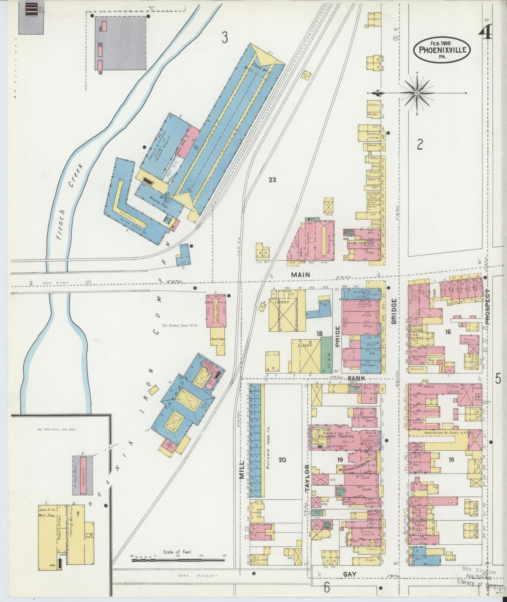 Sanborn Fire Insurance Map from Phoenixville, Chester County, Pennsylvania (1906), Sheet #0004 - Complete Map Set gallery image, historic Sanborn map, vintage wall art, Pennsylvania Pennsylvania