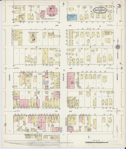 Sanborn Fire Insurance Map from Two Harbors, Lake County, Minnesota (1914), Sheet #0003 - Historic Sanborn Fire Insurance Map Print, vintage old map wall art, antique decor, genealogy gift, Minnesota Minnesota map