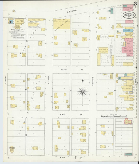 Sanborn Fire Insurance Map from Milbank, Grant County, South Dakota (1904), Sheet #0003 - Historic Sanborn Fire Insurance Map Print, vintage old map wall art, antique decor, genealogy gift, South Dakota South Dakota map