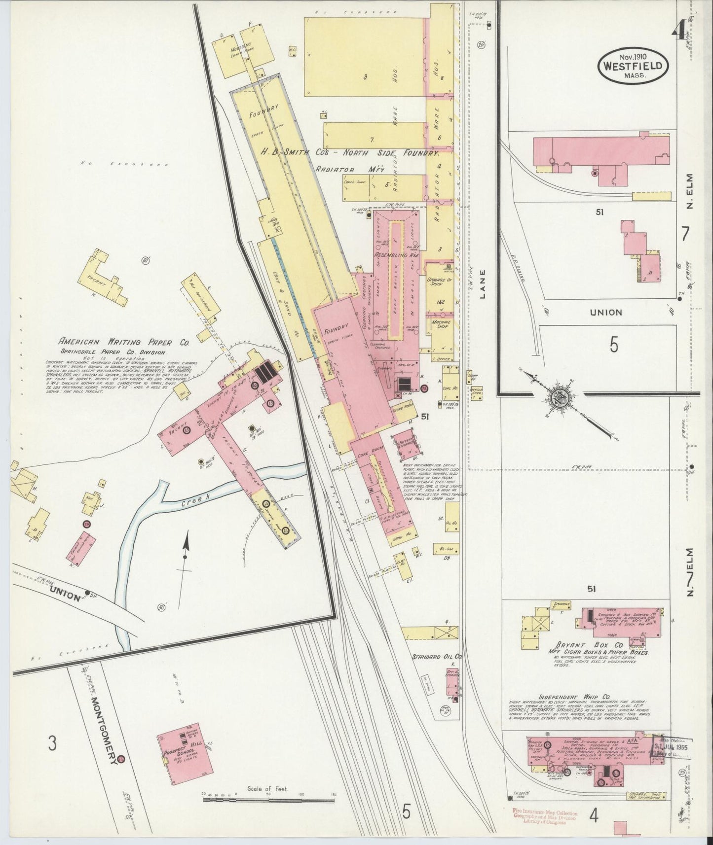 Sanborn Fire Insurance Map from Westfield, Hampden County, Massachusetts (1910), Sheet #0004 - Complete Map Set gallery image, historic Sanborn map, vintage wall art, Massachusetts Massachusetts