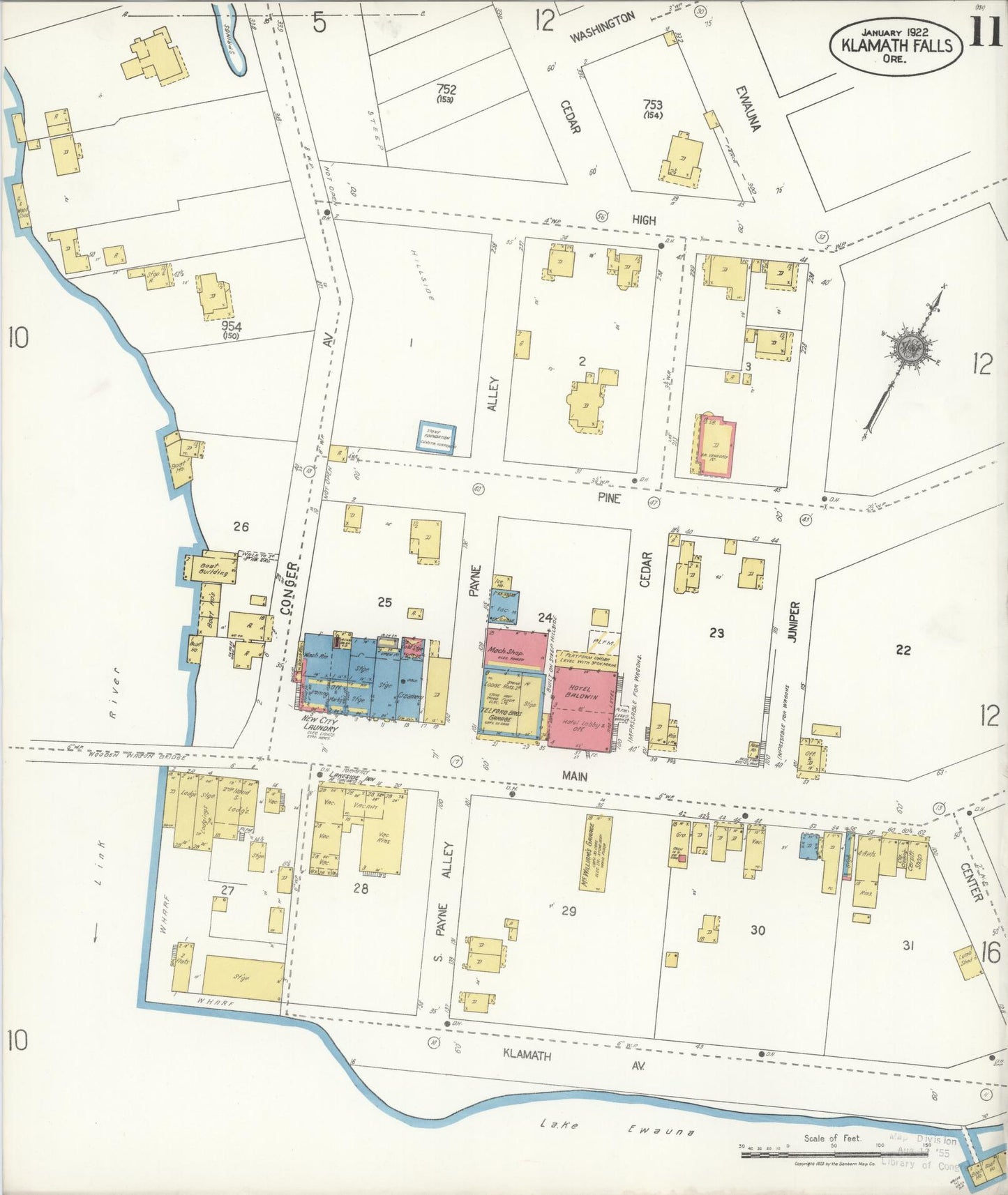Sanborn Fire Insurance Map from Klamath Falls, Klamath County, Oregon (1921), Sheet #0011 - Complete Map Set gallery image, historic Sanborn map, vintage wall art, Oregon Oregon