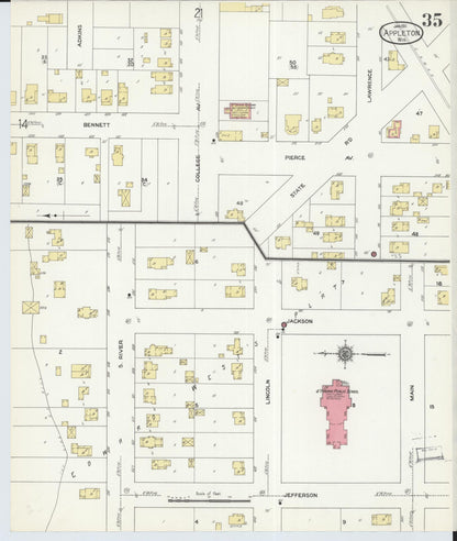 Sanborn Fire Insurance Map from Appleton, Outagamie County, Wisconsin (1911), Sheet #0035 - Complete Map Set gallery image, historic Sanborn map, vintage wall art, Wisconsin Wisconsin