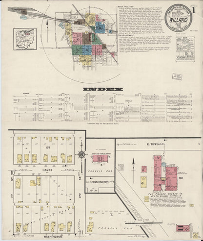 Sanborn Fire Insurance Map from Willard, Huron County, Ohio (1922), Sheet #0001 - Complete Map Set gallery image, historic Sanborn map, vintage wall art, Ohio Ohio