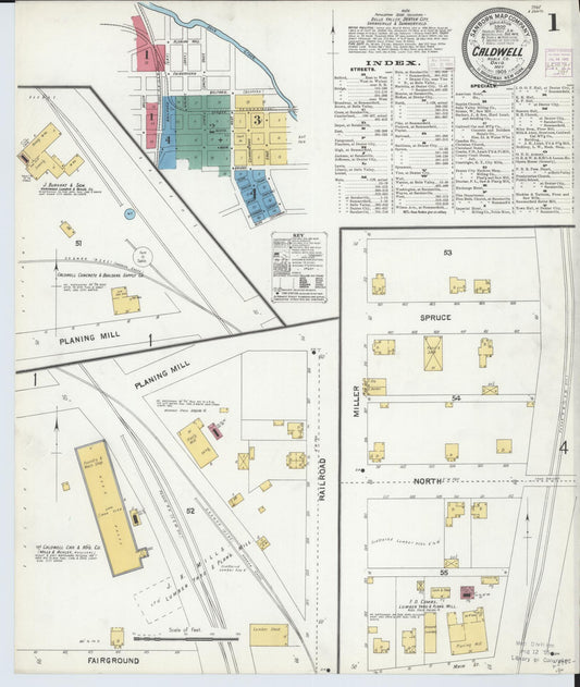 Sanborn Fire Insurance Map from Caldwell, Noble County, Ohio (1905), Sheet #0001 - Complete Map Set gallery image, historic Sanborn map, vintage wall art, Ohio Ohio