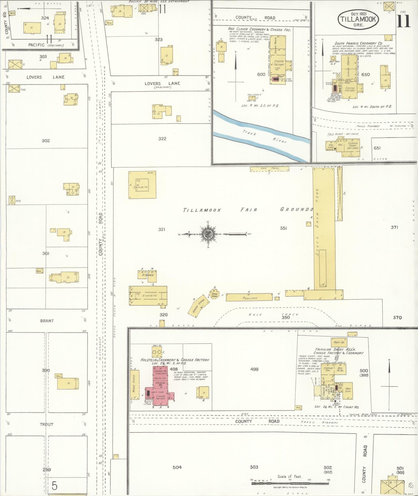 Sanborn Fire Insurance Map from Tillamook, Tillamook County, Oregon (1921), Sheet #0011 - Complete Map Set gallery image, historic Sanborn map, vintage wall art, Oregon Oregon