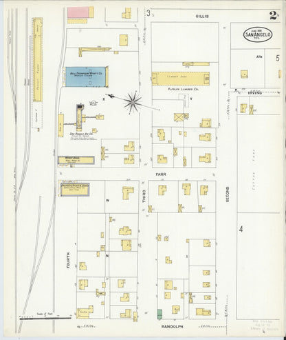Sanborn Fire Insurance Map from San Angelo, Tom Green County, Texas (1908), Sheet #0002 - Complete Map Set gallery image, historic Sanborn map, vintage wall art, Texas Texas