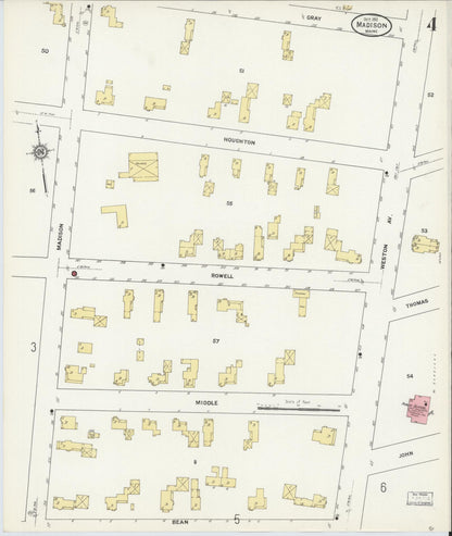 Sanborn Fire Insurance Map from Madison, Somerset County, Maine (1911), Sheet #0004 - Complete Map Set gallery image, historic Sanborn map, vintage wall art, Maine Maine