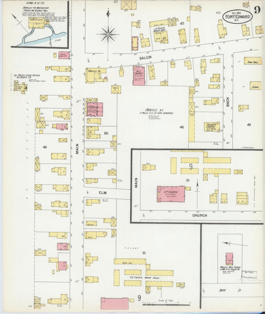 Sanborn Fire Insurance Map from Fort Edward, Washington County, New York (1900), Sheet #0009 - Historic Sanborn Fire Insurance Map Print, vintage old map wall art, antique decor, genealogy gift, New York New York map