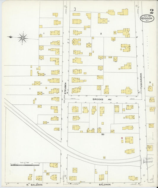 Sanborn Fire Insurance Map from Addison, Steuben County, New York (1909), Sheet #0002 - Historic Sanborn Fire Insurance Map Print, vintage old map wall art, antique decor, genealogy gift, New York New York map