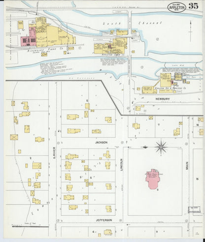Sanborn Fire Insurance Map from Appleton, Outagamie County, Wisconsin (1901), Sheet #0035 - Historic Sanborn Fire Insurance Map Print, vintage old map wall art, antique decor, genealogy gift, Wisconsin Wisconsin map