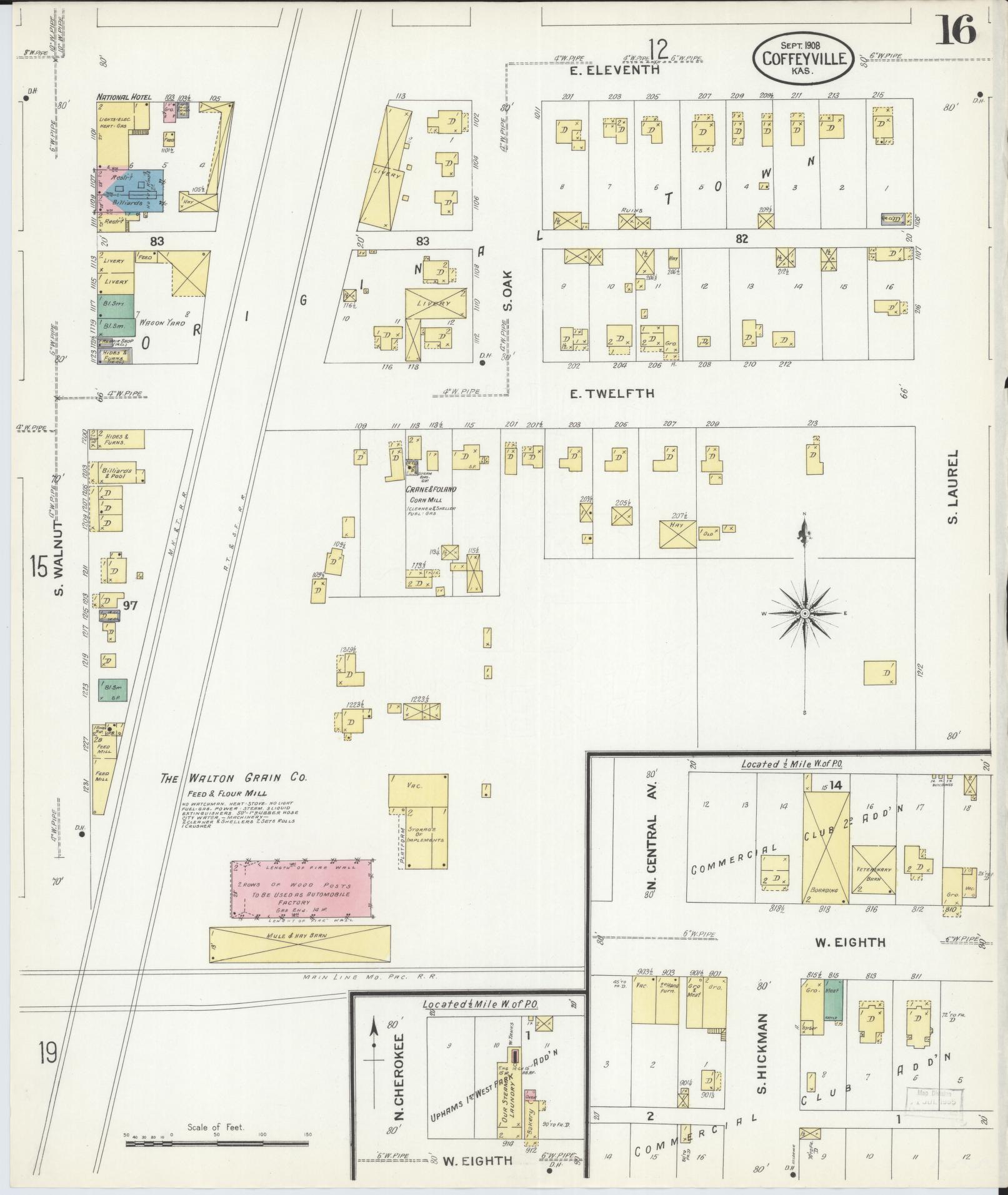 Sanborn Fire Insurance Map from Coffeyville, Montgomery County, Kansas (1908), Sheet #0016 - Complete Map Set gallery image, historic Sanborn map, vintage wall art, Kansas Kansas