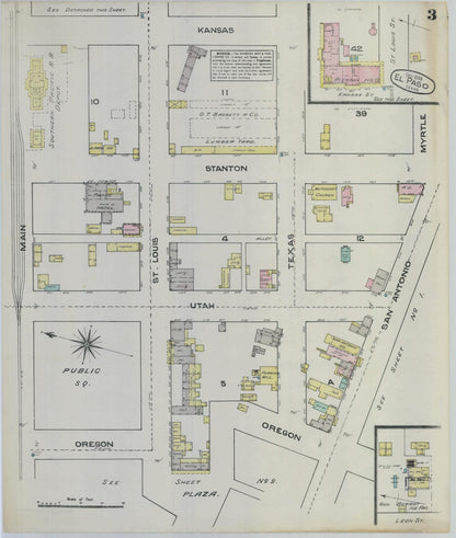 Sanborn Fire Insurance Map from El Paso, El Paso County, Texas (1883), Sheet #0003 - Complete Map Set gallery image, historic Sanborn map, vintage wall art, Texas Texas