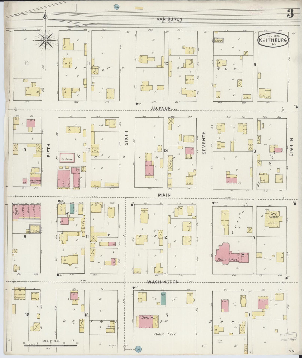 Sanborn Fire Insurance Map from Keithsburg, Mercer County, Illinois (1894), Sheet #0003 - Complete Map Set gallery image, historic Sanborn map, vintage wall art, Illinois Illinois