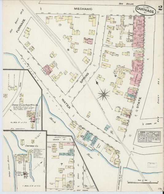 Sanborn Fire Insurance Map from Carthage, Jefferson County, New York (1884), Sheet #0002 - Historic Sanborn Fire Insurance Map Print, vintage old map wall art, antique decor, genealogy gift, New York New York map