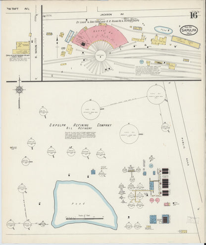 Sanborn Fire Insurance Map from Sapulpa, Creek County, Oklahoma (1915), Sheet #0016 - Complete Map Set gallery image, historic Sanborn map, vintage wall art, Oklahoma Oklahoma