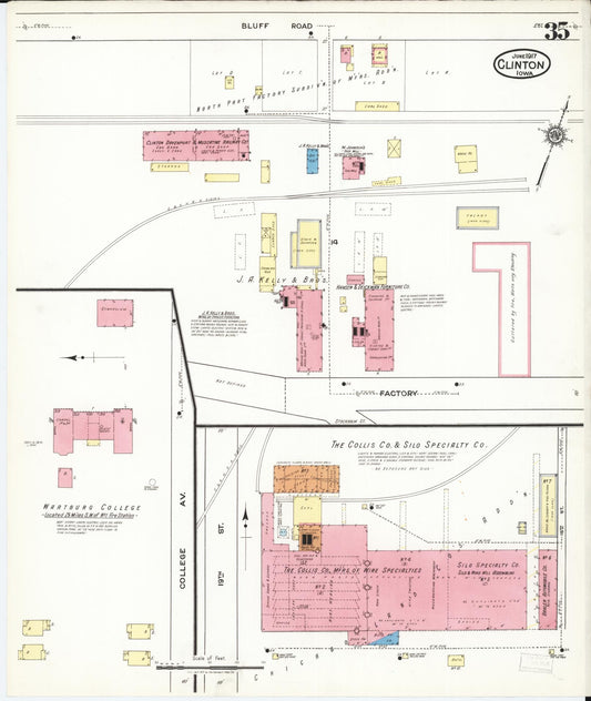 Sanborn Fire Insurance Map from Clinton, Clinton County, Iowa (1917), Sheet #0035 - Historic Sanborn Fire Insurance Map Print, vintage old map wall art