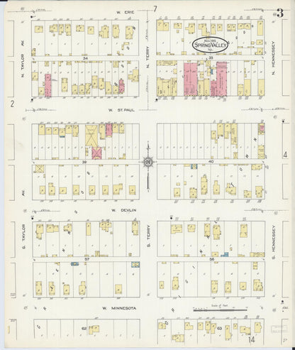 Sanborn Fire Insurance Map from Spring Valley, Bureau County, Illinois (1913), Sheet #0003 - Historic Sanborn Fire Insurance Map Print, vintage old map wall art, antique decor, genealogy gift, Illinois Illinois map