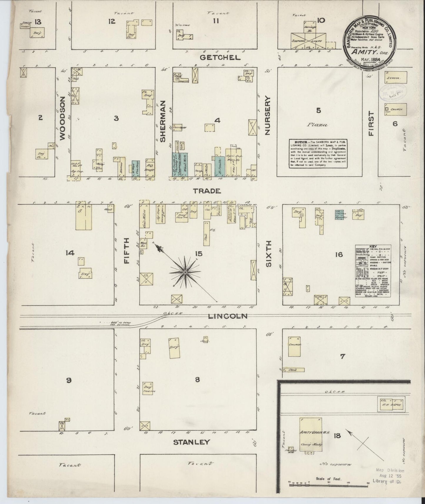 Sanborn Fire Insurance Map from Amity, Yamhill County, Oregon (1884), Sheet #0001 - Historic Sanborn Fire Insurance Map Print, vintage old map wall art, antique decor, genealogy gift, Oregon Oregon map