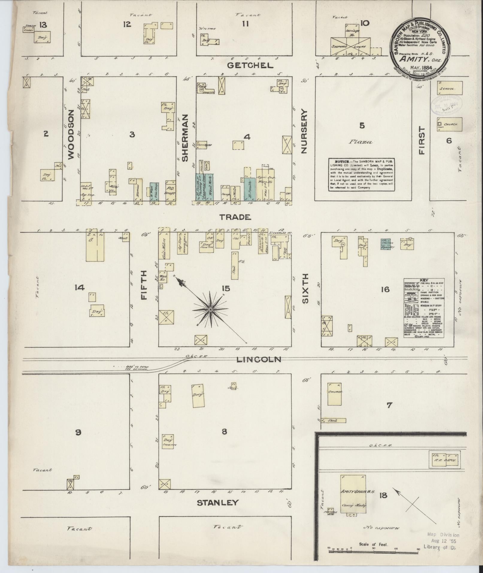 Sanborn Fire Insurance Map from Amity, Yamhill County, Oregon (1884), Sheet #0001 - Historic Sanborn Fire Insurance Map Print, vintage old map wall art, antique decor, genealogy gift, Oregon Oregon map