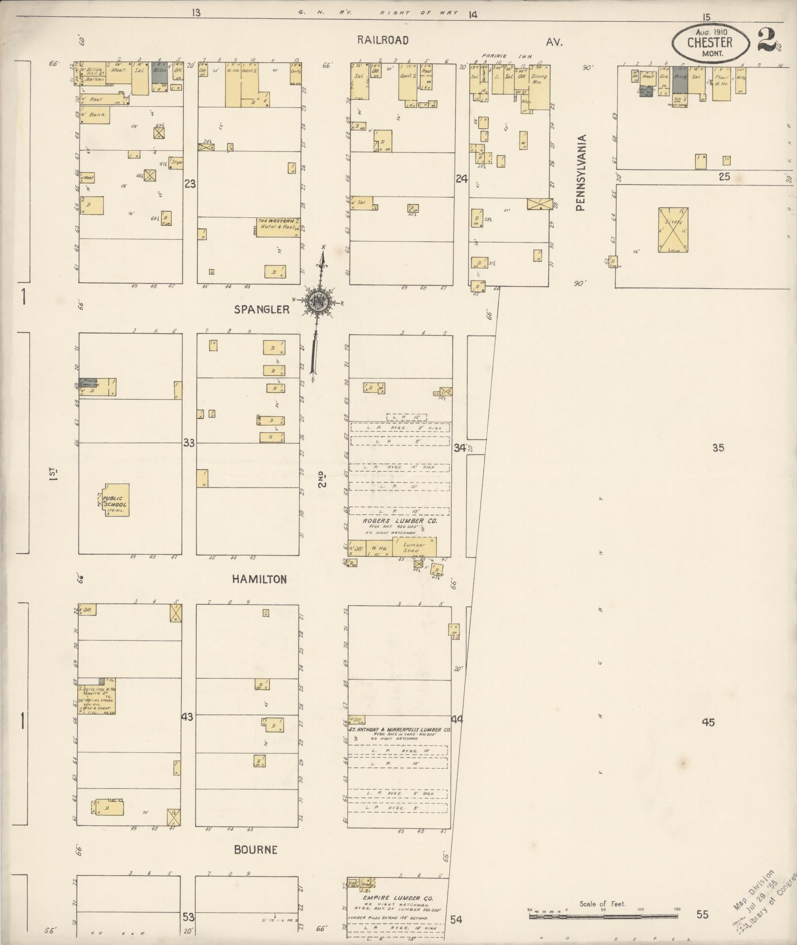 Sanborn Fire Insurance Map from Chester, Liberty County, Montana (1910), Sheet #0002 - Complete Map Set gallery image, historic Sanborn map, vintage wall art, Montana Montana