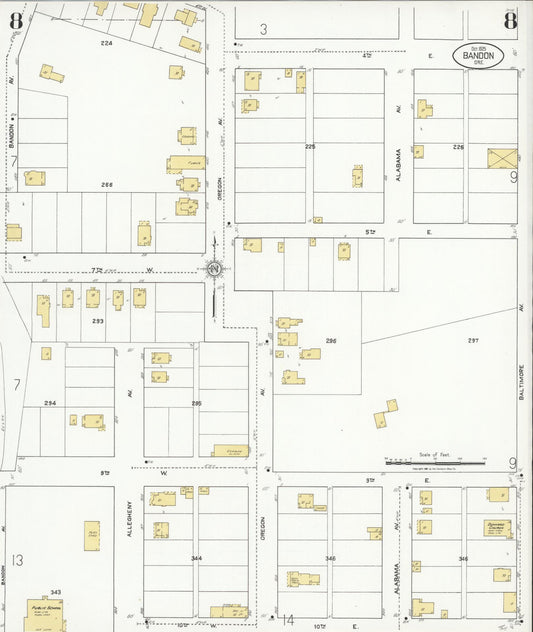 Sanborn Fire Insurance Map from Bandon, Coos County, Oregon (1925), Sheet #0008 - Historic Sanborn Fire Insurance Map Print, vintage old map wall art, antique decor, genealogy gift, Oregon Oregon map