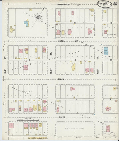 Sanborn Fire Insurance Map from Canon City, Fremont County, Colorado (1890), Sheet #0002 - Complete Map Set gallery image, historic Sanborn map, vintage wall art, Colorado Colorado