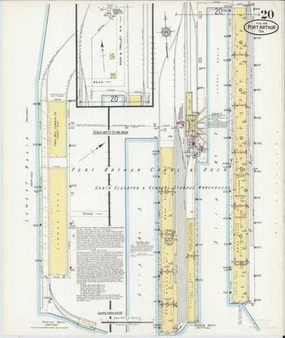 Sanborn Fire Insurance Map from Port Arthur, Jefferson County, Texas (1918), Sheet #0020 - Complete Map Set gallery image, historic Sanborn map, vintage wall art, Texas Texas