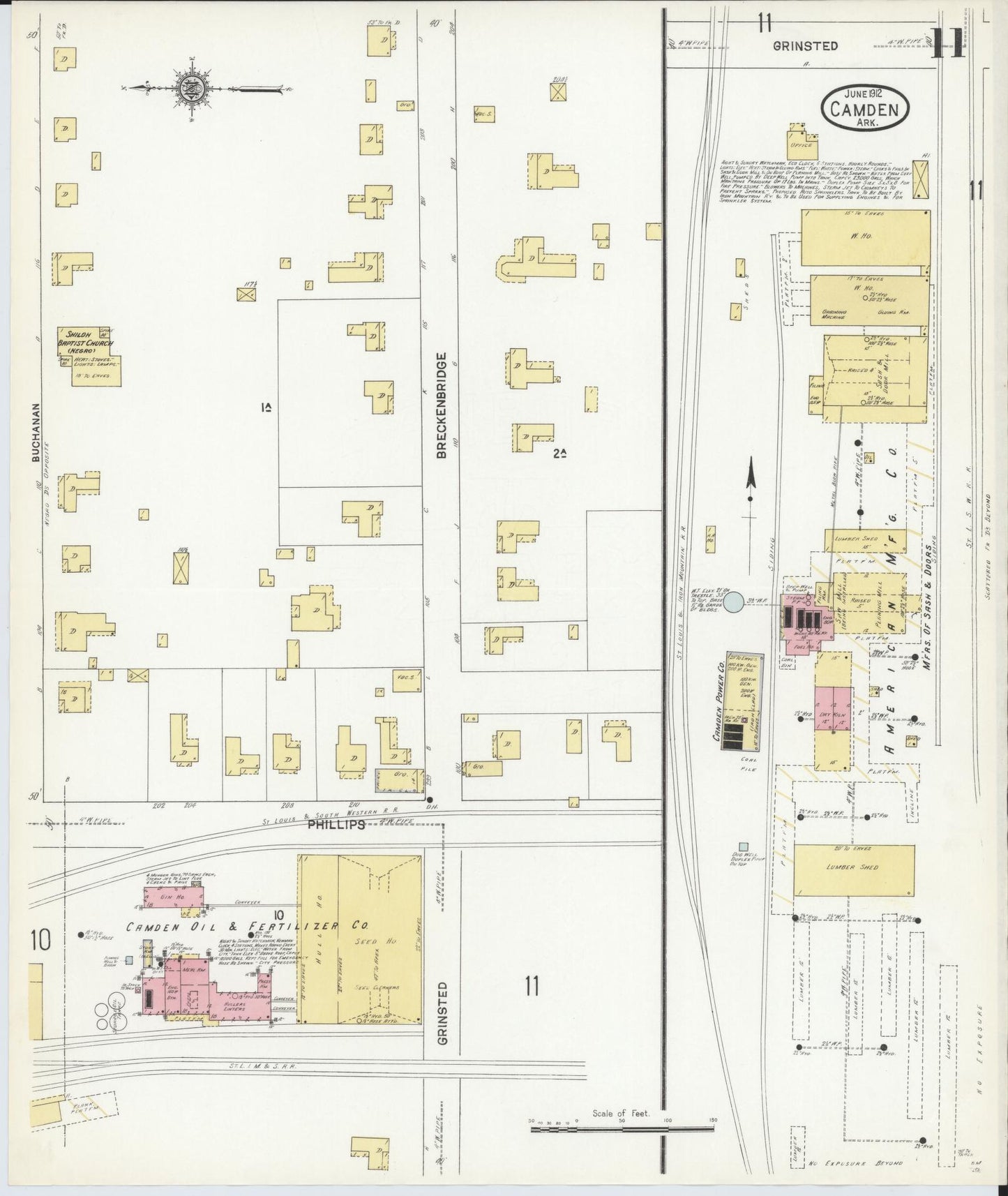 Sanborn Fire Insurance Map from Camden, Ouachita County, Arkansas (1912), Sheet #0011 - Complete Map Set gallery image, historic Sanborn map, vintage wall art, Arkansas Arkansas