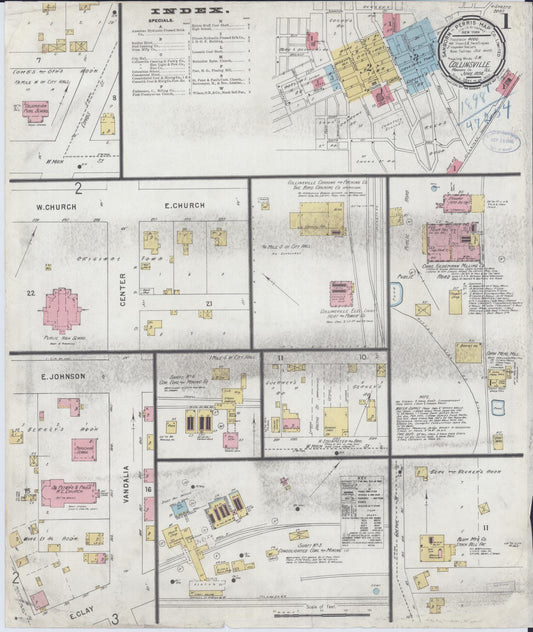 Sanborn Fire Insurance Map from Collinsville, Madison County, Illinois (1898), Sheet #0001 - Historic Sanborn Fire Insurance Map Print, vintage old map wall art, antique decor, genealogy gift, Illinois Illinois map