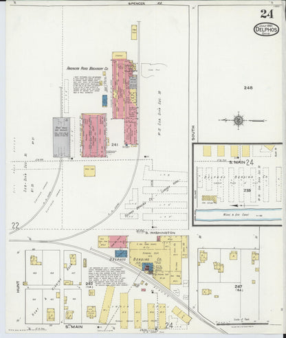 Sanborn Fire Insurance Map from Delphos, Van Wert And Allen Counties, Ohio (1921), Sheet #0024 - Historic Sanborn Fire Insurance Map Print, vintage old map wall art, antique decor, genealogy gift, Ohio Ohio map