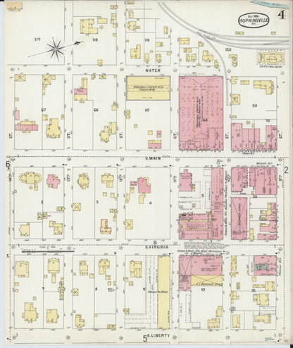 Sanborn Fire Insurance Map from Hopkinsville, Christian County, Kentucky (1896), Sheet #0004 - Complete Map Set gallery image, historic Sanborn map, vintage wall art, Kentucky Kentucky
