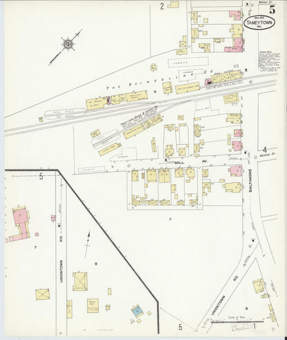 Sanborn Fire Insurance Map from Taneytown, Carroll County, Maryland (1910), Sheet #0005 - Complete Map Set gallery image, historic Sanborn map, vintage wall art, Maryland Maryland
