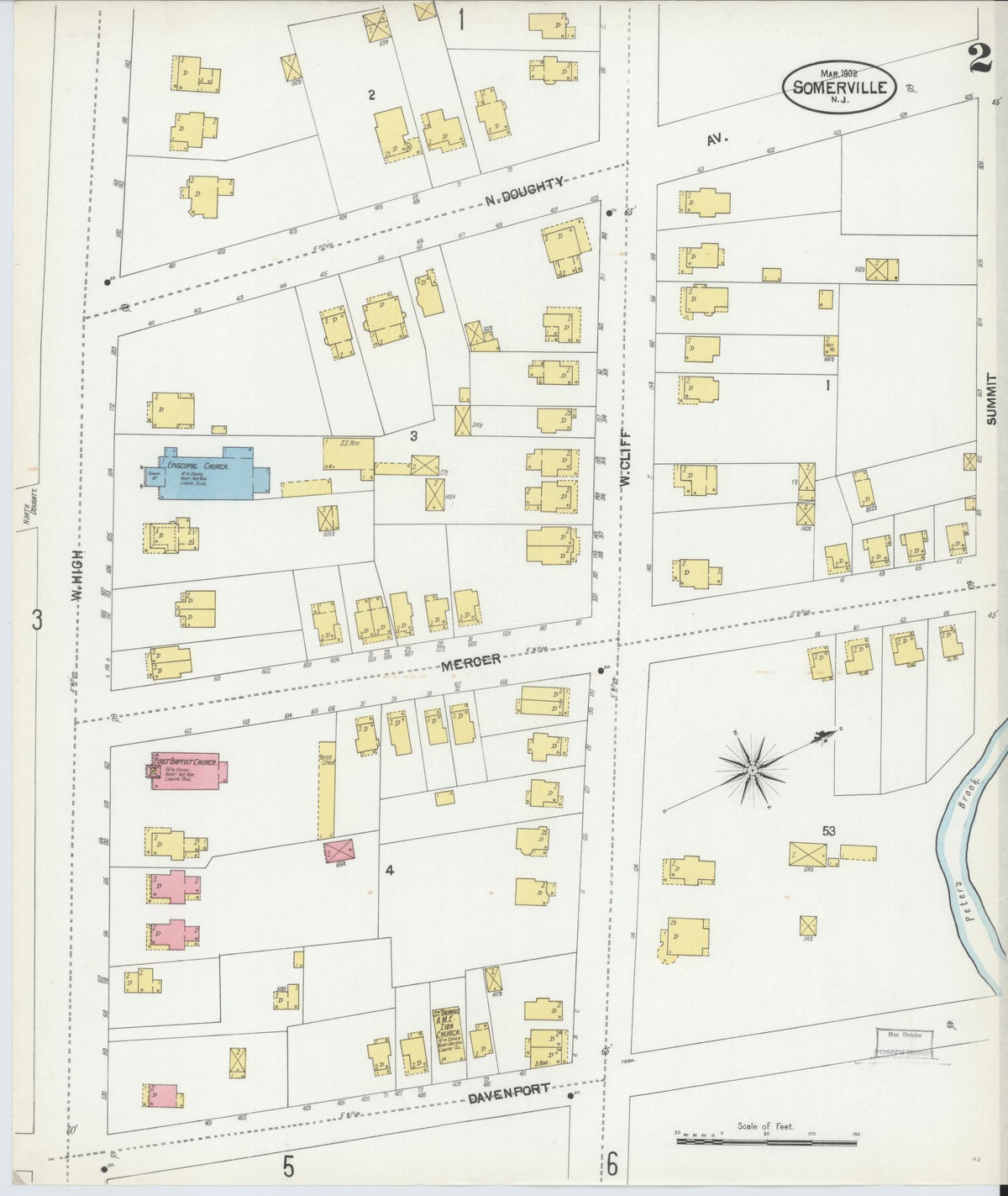 Sanborn Fire Insurance Map from Somerville, Somerset County, New Jersey (1902), Sheet #0002 - Complete Map Set gallery image, historic Sanborn map, vintage wall art, New Jersey New Jersey