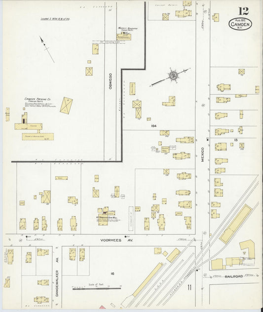 Sanborn Fire Insurance Map from Camden, Oneida County, New York (1912), Sheet #0012 - Historic Sanborn Fire Insurance Map Print, vintage old map wall art, antique decor, genealogy gift, New York New York map