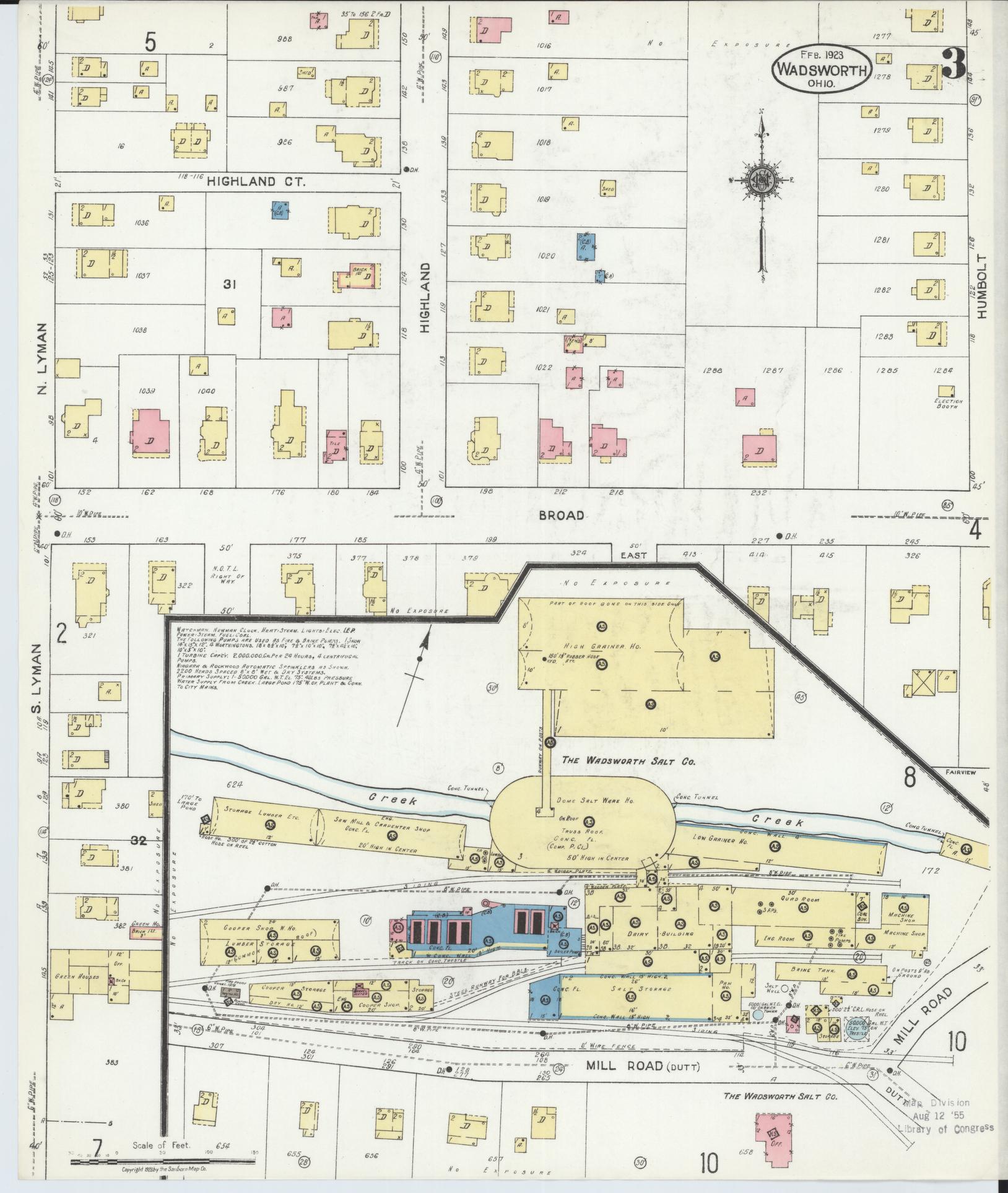 Sanborn Fire Insurance Map from Wadsworth, Medina County, Ohio (1923), Sheet #0003 - Historic Sanborn Fire Insurance Map Print, vintage old map wall art, antique decor, genealogy gift, Ohio Ohio map