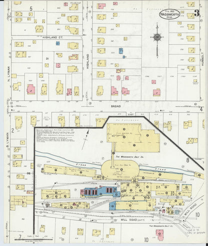 Sanborn Fire Insurance Map from Wadsworth, Medina County, Ohio (1923), Sheet #0003 - Historic Sanborn Fire Insurance Map Print, vintage old map wall art, antique decor, genealogy gift, Ohio Ohio map