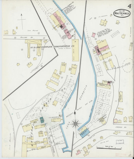 Sanborn Fire Insurance Map from Whitehall, Washington County, New York (1891), Sheet #0004 - Historic Sanborn Fire Insurance Map Print, vintage old map wall art, antique decor, genealogy gift, New York New York map