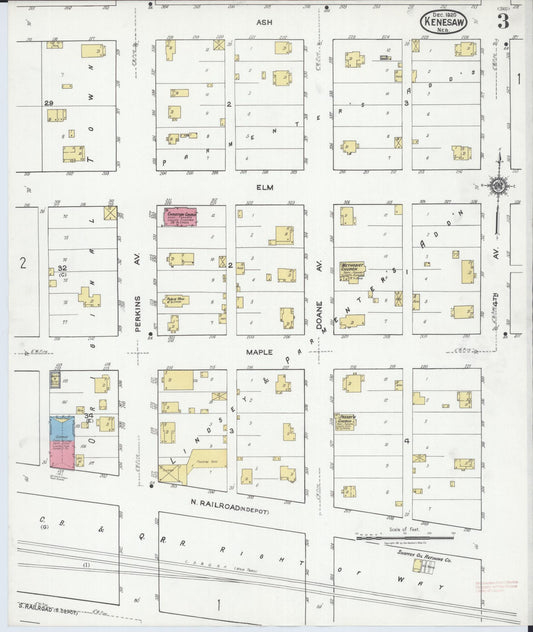 Sanborn Fire Insurance Map from Kenesaw, Adams County, Nebraska (1920), Sheet #0003 - Historic Sanborn Fire Insurance Map Print, vintage old map wall art, antique decor, genealogy gift, Nebraska Nebraska map