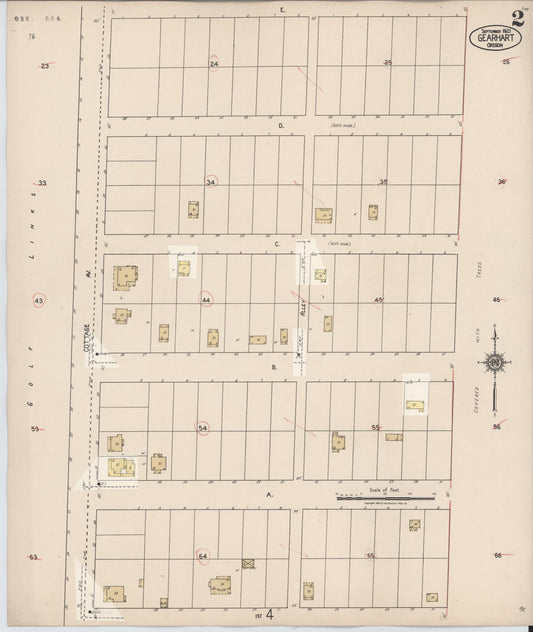 Sanborn Fire Insurance Map from Gearhart, Clatsop County, Oregon (1928), Sheet #0002 - Historic Sanborn Fire Insurance Map Print, vintage old map wall art, antique decor, genealogy gift, Oregon Oregon map