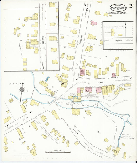 Sanborn Fire Insurance Map from Manchester, Bennington County, Vermont. (1909), Sheet 2 – Historic Sanborn Fire Insurance Map Print