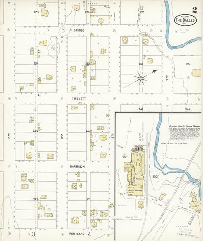 Sanborn Fire Insurance Map from The Dalles, Wasco County, Oregon (1900), Sheet #0002 - Complete Map Set gallery image, historic Sanborn map, vintage wall art, Oregon Oregon