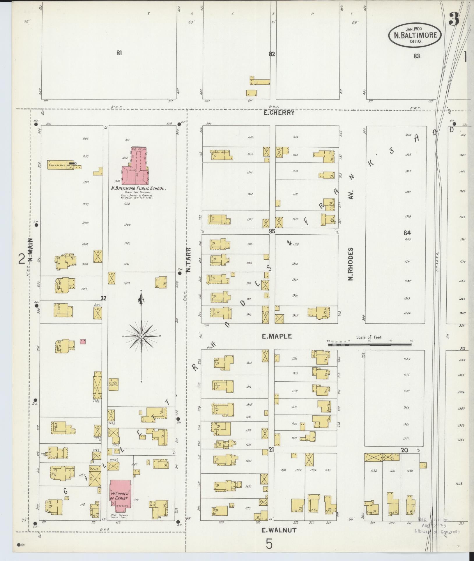 Sanborn Fire Insurance Map from North Baltimore, Wood County, Ohio (1900), Sheet #0003 - Historic Sanborn Fire Insurance Map Print, vintage old map wall art, antique decor, genealogy gift, Ohio Ohio map